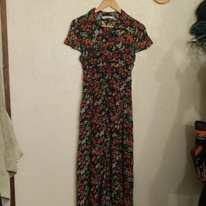 Button-Front Multicolor Floral Maxi Dress